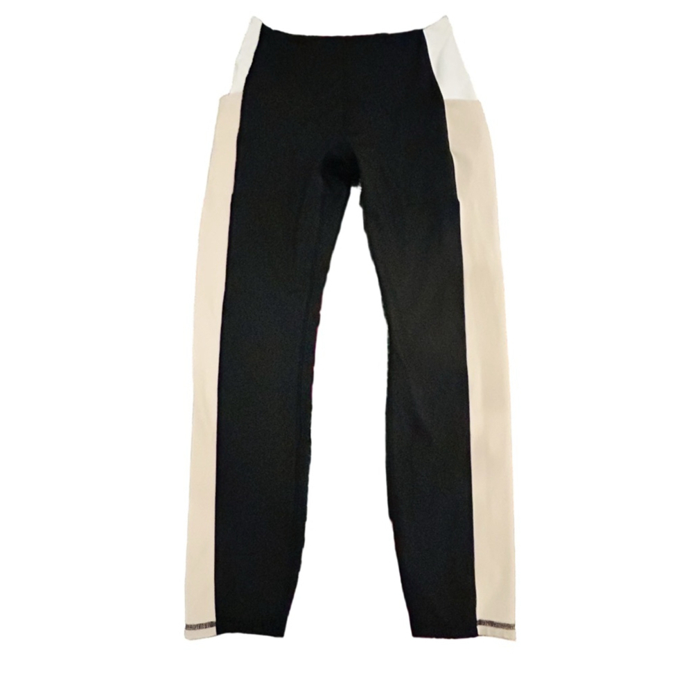 Move Theory Black & Beige Color Block Leggings high waisted  Size large